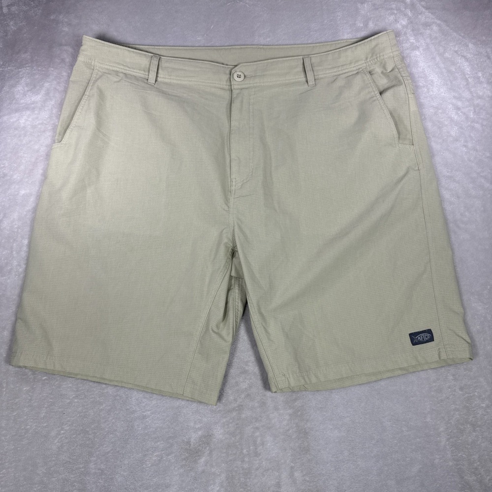 Aftco Aftech Shorts Mens 42 Beige Yellowish  Performance Fishing Swim Quick Dry